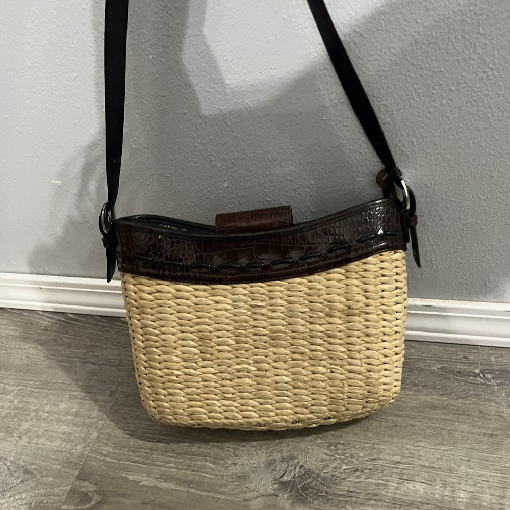 Brighton Emma Leather and Woven Straw Summer Purse - Picture 3 of 11